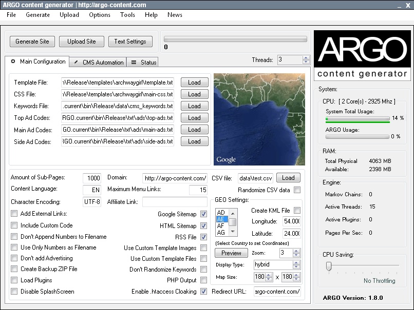 ARGO content DEMO screenshot